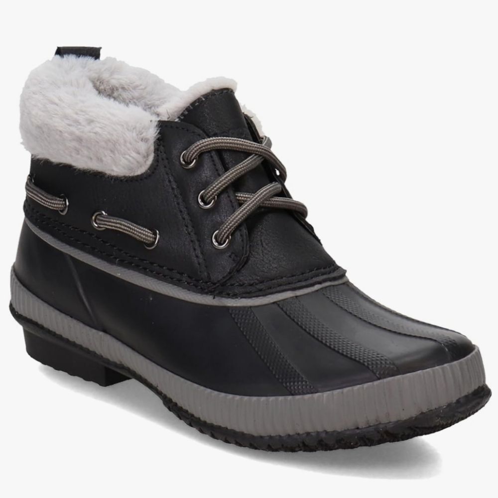 JSport by Jambu Women's Mary Ankle Rain Boot Fur Trim Black NIB Size 6